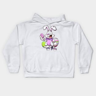 Smiling Easter Bunny With Easter Eggs Kids Hoodie